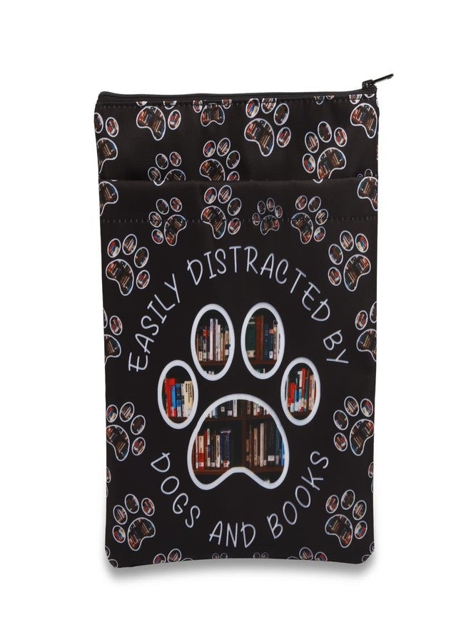 PLITI Book Lover Book Sleeve Dog Lover Gift Easily Distracted by Dogs and Books Book Protector for Animal Lover (Distracted Dogs Books BSBL) - Image 1