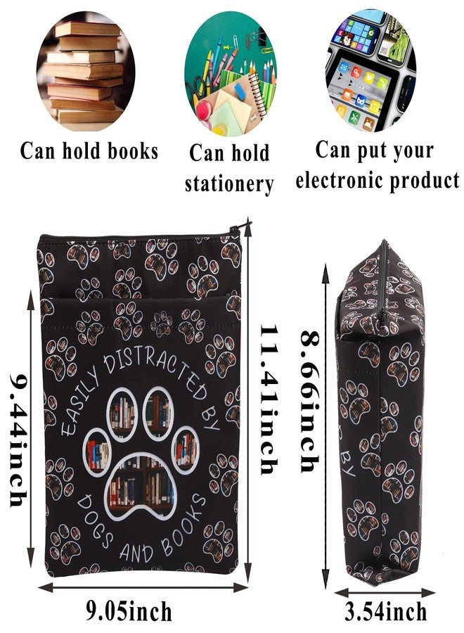PLITI Book Lover Book Sleeve Dog Lover Gift Easily Distracted by Dogs and Books Book Protector for Animal Lover (Distracted Dogs Books BSBL) - Image 2