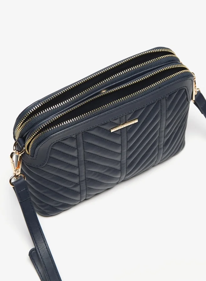 Flora Bella By Shoexpress Quilted Crossbody Bag with Zip Closure