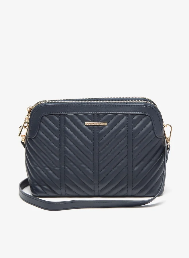 Flora Bella By Shoexpress Quilted Crossbody Bag with Zip Closure