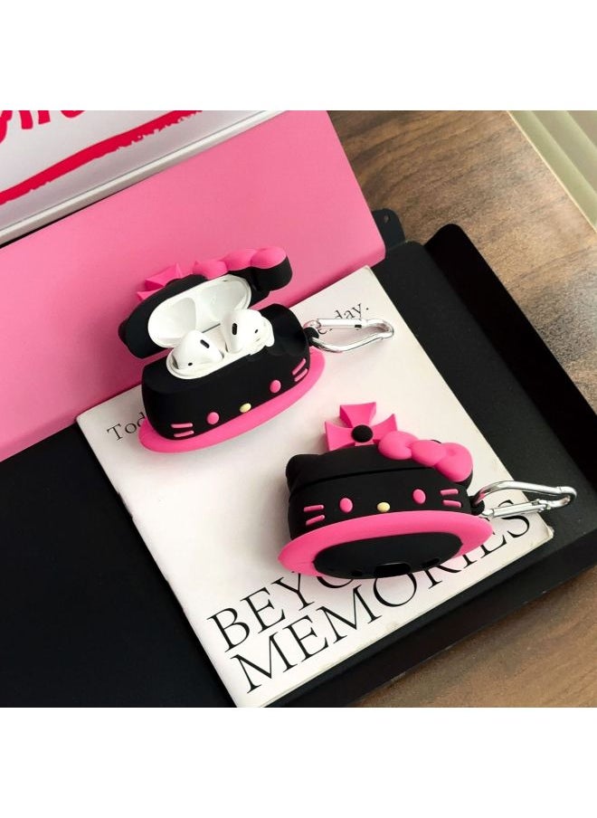 Generic - Cute Planet Kt Cat AirPods Pro For Apple Bluetooth Earphone Case 2/3/4 Generation Cartoon Protective Case For Women-Color:Black Pi Planet Kt Cat + Pendant-Applicable Models:AiProds 3(2021) - Image 1