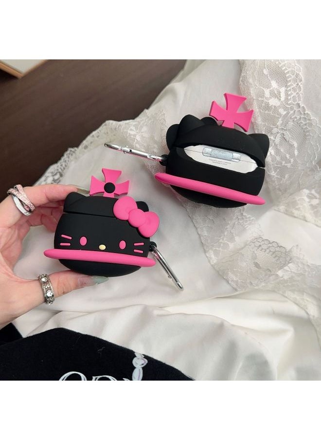 Generic - Cute Planet Kt Cat AirPods Pro For Apple Bluetooth Earphone Case 2/3/4 Generation Cartoon Protective Case For Women-Color:Black Pi Planet Kt Cat + Pendant-Applicable Models:AiProds 3(2021) - Image 1