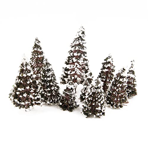Yetaha 16PCS Mixed Scale Model Cedar Trees Snow Diorama Train Railway Winter Scenery, Height 6/8/10/12cm Each 4PCS - Image 1