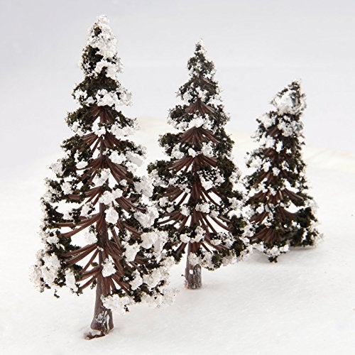 Yetaha 16PCS Mixed Scale Model Cedar Trees Snow Diorama Train Railway Winter Scenery, Height 6/8/10/12cm Each 4PCS - Image 5