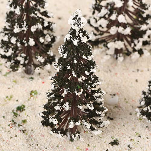 Yetaha 16PCS Mixed Scale Model Cedar Trees Snow Diorama Train Railway Winter Scenery, Height 6/8/10/12cm Each 4PCS - Image 4