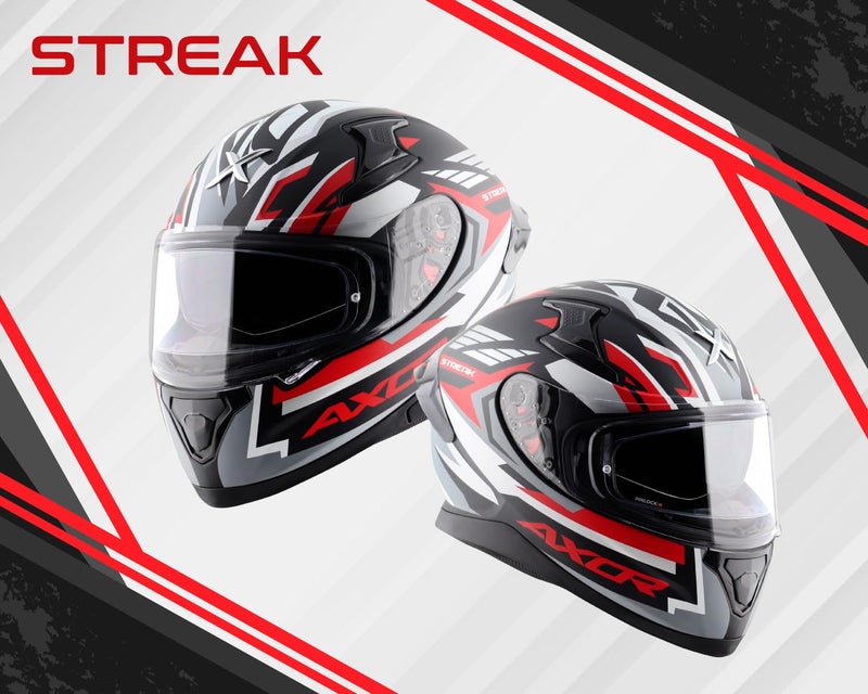 Axor Apex Streak ISI ECE and DOT Certified Gloss Finish Full Face Helmet for Men with Pinlock Fitted Outer Clear and Inner Sun Smoke Visor- Black Red Helmet-M - Image 3