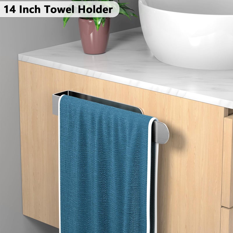 HUFEEOH Adhesive Hand Towel Holder  8 Inch Sticky Towel Bar and 14 Inch Towel Holder Wall Mounted  Stainless Steel Kitchen Towel Holder Hand Towel Rack for Bahtroom Hotel RV Kitchen (Silver-8""&14 - Image 5