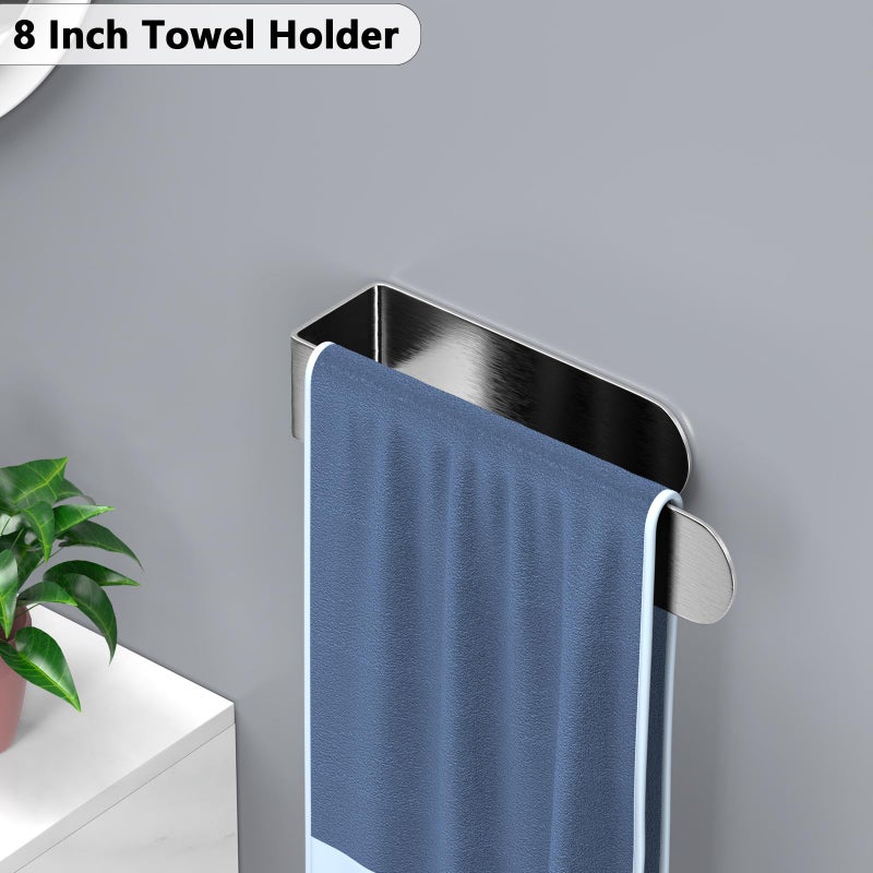 HUFEEOH Adhesive Hand Towel Holder  8 Inch Sticky Towel Bar and 14 Inch Towel Holder Wall Mounted  Stainless Steel Kitchen Towel Holder Hand Towel Rack for Bahtroom Hotel RV Kitchen (Silver-8""&14 - Image 4