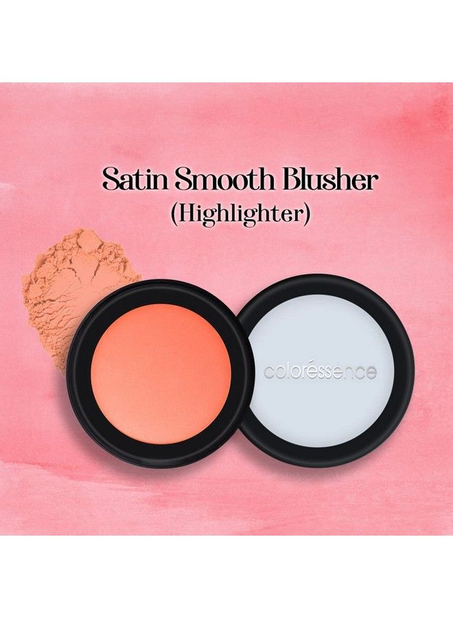 Coloressence Satin Smooth Highlighter Natural Pearl Finish Face Makeup Blusher Amber Peach - Image 3