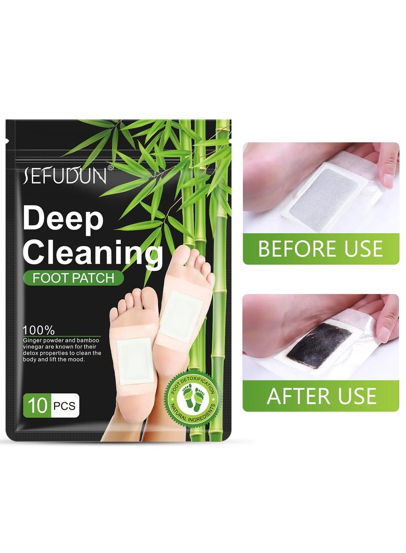 Sefudun Natural Detox Foot Care Patches, Deep Cleansing Herbal Bamboo Wormwood Ginger, Detox Foot Patch,10pcs - Image 4