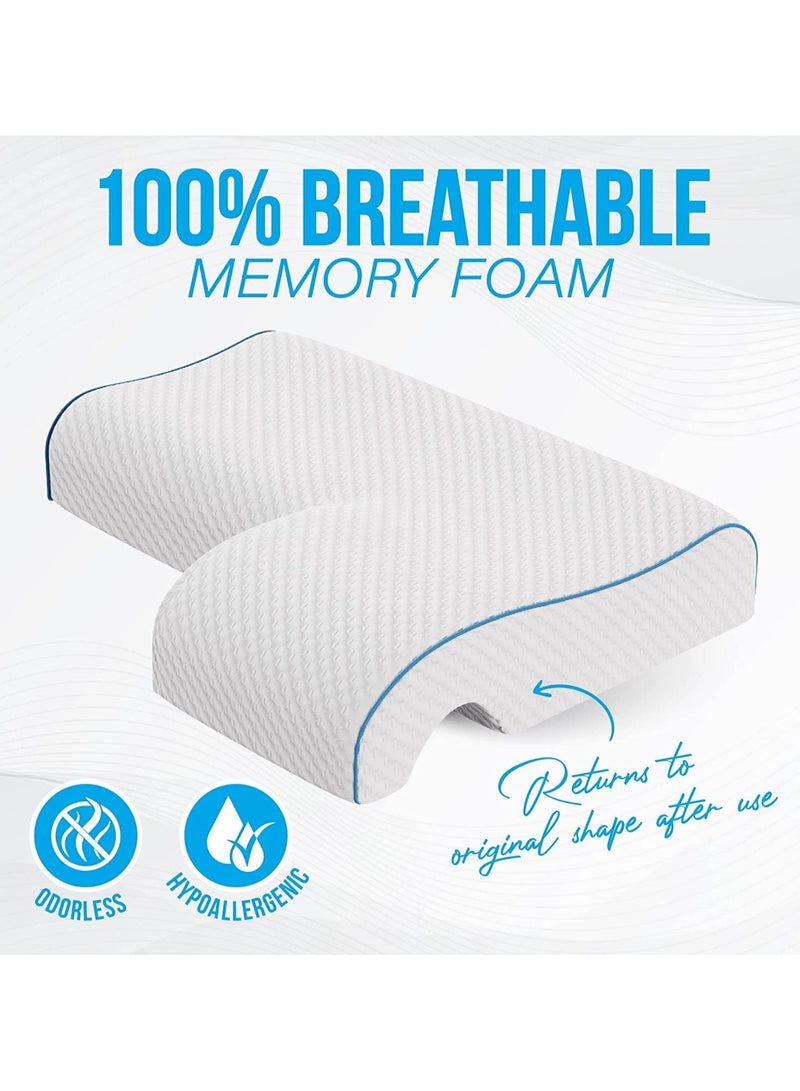 Memory Foam Cuddle Pillow, Ergonomic Anti Pressure Couples Pillow with Arm Hole, Great for Cuddling, Neck & Shoulder Pain, Side Sleepers - Image 2