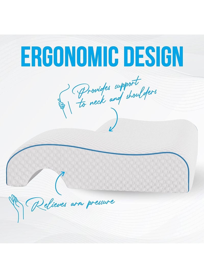 Memory Foam Cuddle Pillow, Ergonomic Anti Pressure Couples Pillow with Arm Hole, Great for Cuddling, Neck & Shoulder Pain, Side Sleepers - Image 4