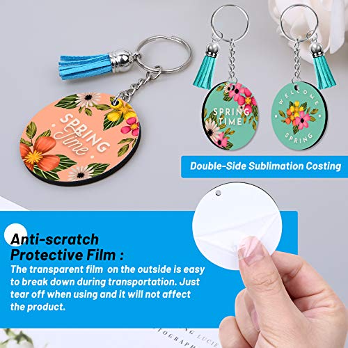 Cruzix Sublimation Blanks Keychains Products, 80 PCS Keychains Tag Bulk with 2 Inch Heat Transfer Double-Side Round Coasters Blanks, Key Chains, Tassels, Jump Rings for Ornament Making DIY Art Craft Supplies - Image 5