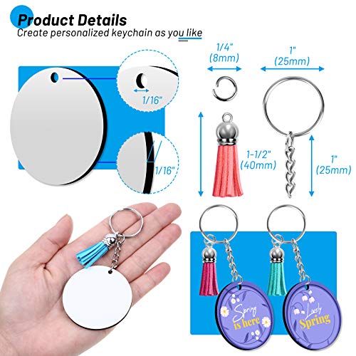 Cruzix Sublimation Blanks Keychains Products, 80 PCS Keychains Tag Bulk with 2 Inch Heat Transfer Double-Side Round Coasters Blanks, Key Chains, Tassels, Jump Rings for Ornament Making DIY Art Craft Supplies - Image 3