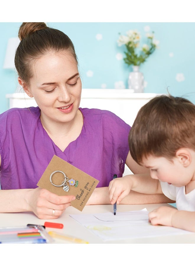 أربع قطع من سلاسل المفاتيح كهدايا تقدير للمعلمين، سلسلة مفاتيح "شكرًا لك على مساعدتي في النمو"، هدايا يوم المعلم للنساء والرجال، هدية تقدير لزملاء العمل والموظفين - Image 5