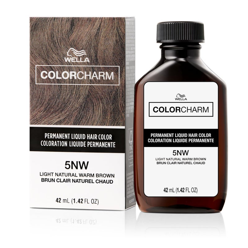 COLORCHARM لون شعر ويلا كولور تشارم الدائم السائل لتغطية الشعر الرمادي، لون بني فاتح: 5NW بني طبيعي دافئ فاتح - Image 1