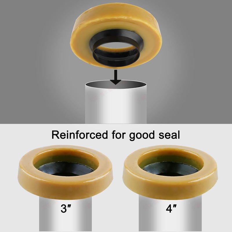 iFealClear Extra Thick Toilet Wax Ring Kit, Wax Ring with Brass Bolts, PE Flange and Retainer Washers, Ring Seal for Floor Outlet Toilet Bowls, Fits 3 Inch and 4 Inch Waste Lines - Image 4