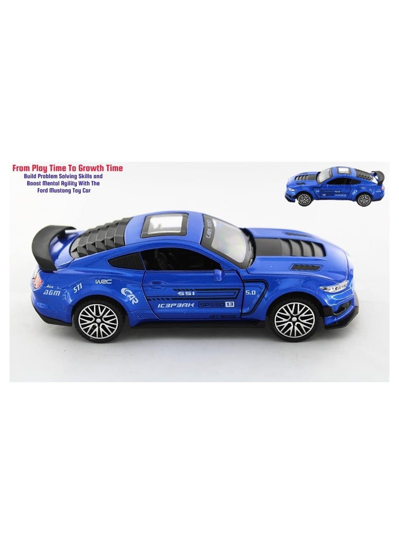 تشي زي نموذج سيارة سحب للخلف معدنية دييكاست بمقياس 1:32 مركبة رياضية واقعية من سبيكة بأضواء وأبواب لعبة زرقاء متينة هدية للأطفال الأولاد وعشاق السيارات حركة - Image 3