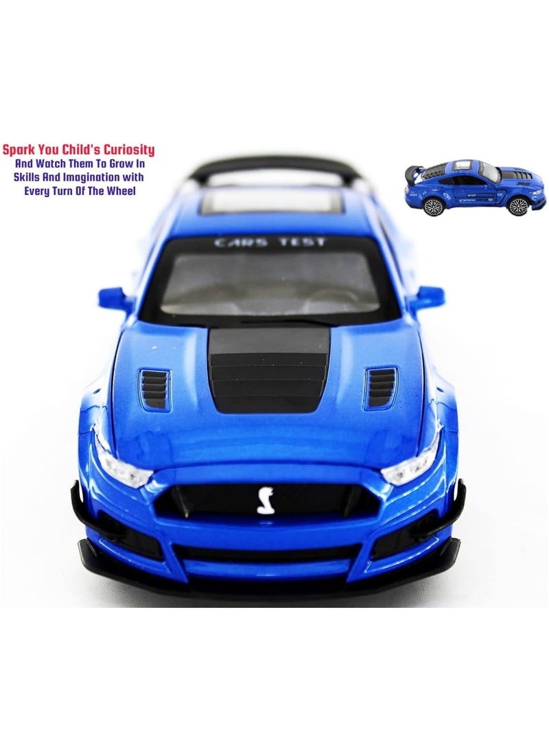 تشي زي نموذج سيارة سحب للخلف معدنية دييكاست بمقياس 1:32 مركبة رياضية واقعية من سبيكة بأضواء وأبواب لعبة زرقاء متينة هدية للأطفال الأولاد وعشاق السيارات حركة - Image 5