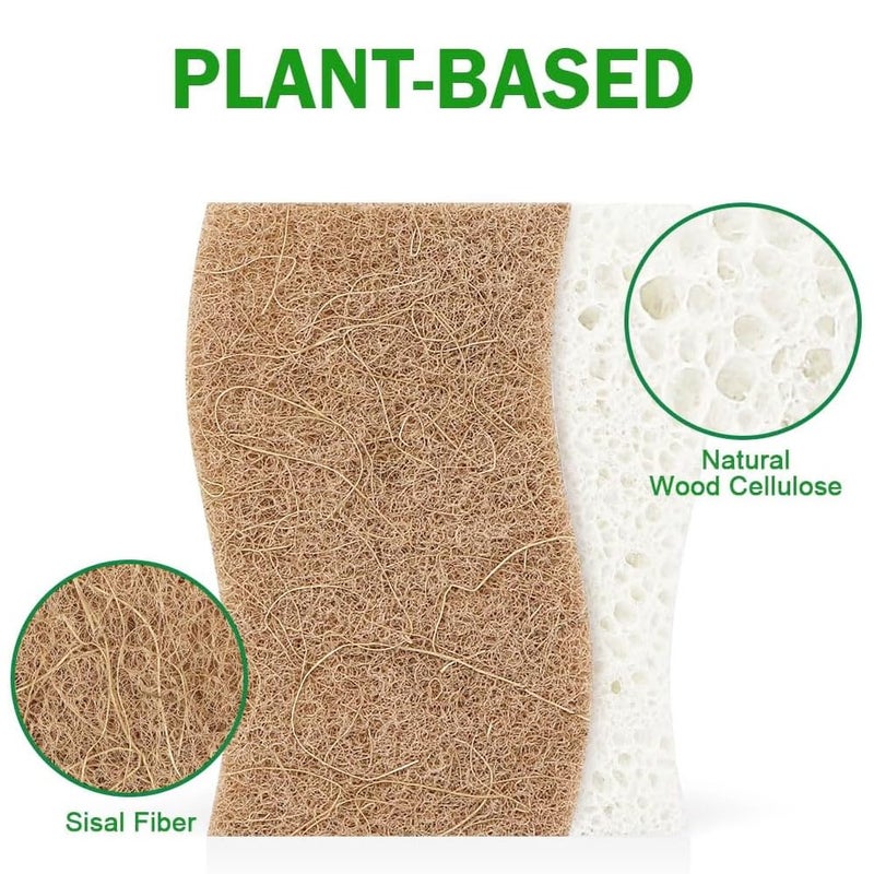 AIDEA Sponges Non Scratch, 6Count, Natural Sponge for Non Stick Cookware, Sponges Kitchen, Cellulose Scrub Sponge for Dishes, Cleaning Power for Kitchen, Bathroom, Household - Image 2