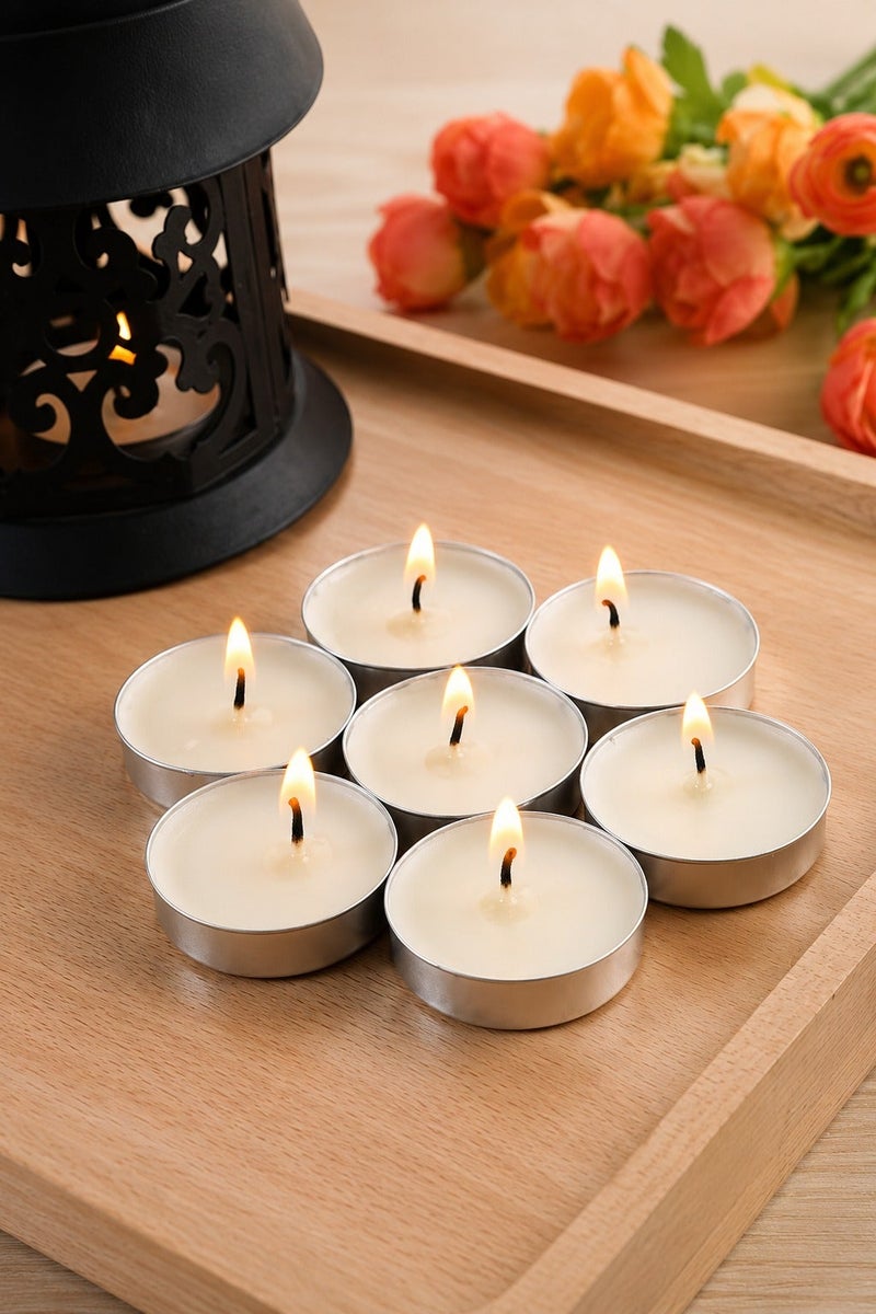 O2. 100PCS Tealight Candles Pack – Long-Lasting Mini Decorative Candles for Home Décor, Weddings, Ramadan Decorations & Special Events - Image 5