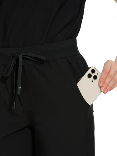 COZYFIT Medical Scrub Pants for Women - Soft Stretch,Drawstring Jogger Pants with 5 Pockets,Black,XL - Image 5