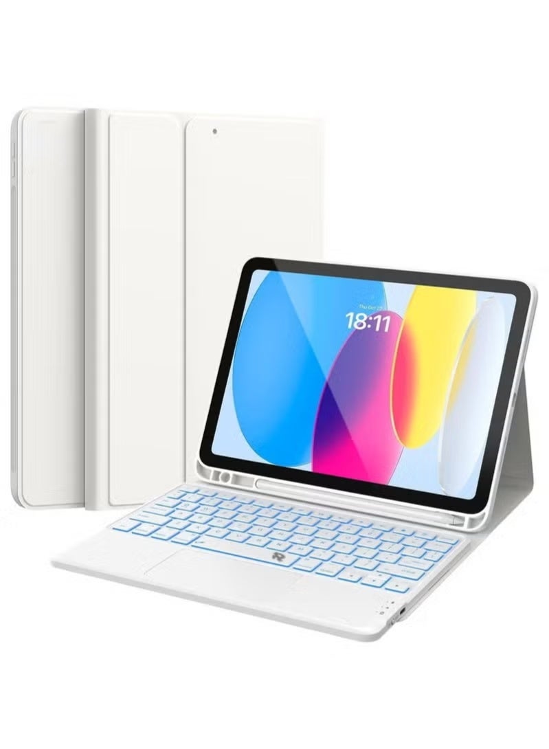 Rock Pow 【Arabic English】Touchpad Keyboard Case for iPad Air 11 inch M4/M3/M2 (2026/2025/2024) & iPad Air 5th/4th 10.9 inch (2022/2020) & iPad Pro 11 inch (1st/2nd/3rd/4th Gen) (2022-2018) Case, Wire