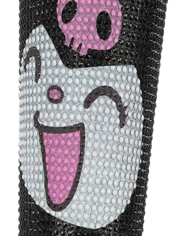 Bioworld Kuromi Big Face 20 Oz Black Rhinestone-Studded Plastic Tumbler Cup - Image 2