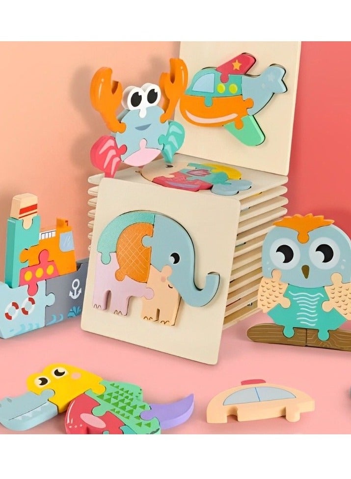 Wooden 3D Jigsaw Puzzle Owl Small Shape for Toddlers, Teacher Parents Early Learning Support Tools, Attractive Colors and Patterns, Montessori Motor and Sensory Skills Develop Toys, Ideal Gift - Image 3