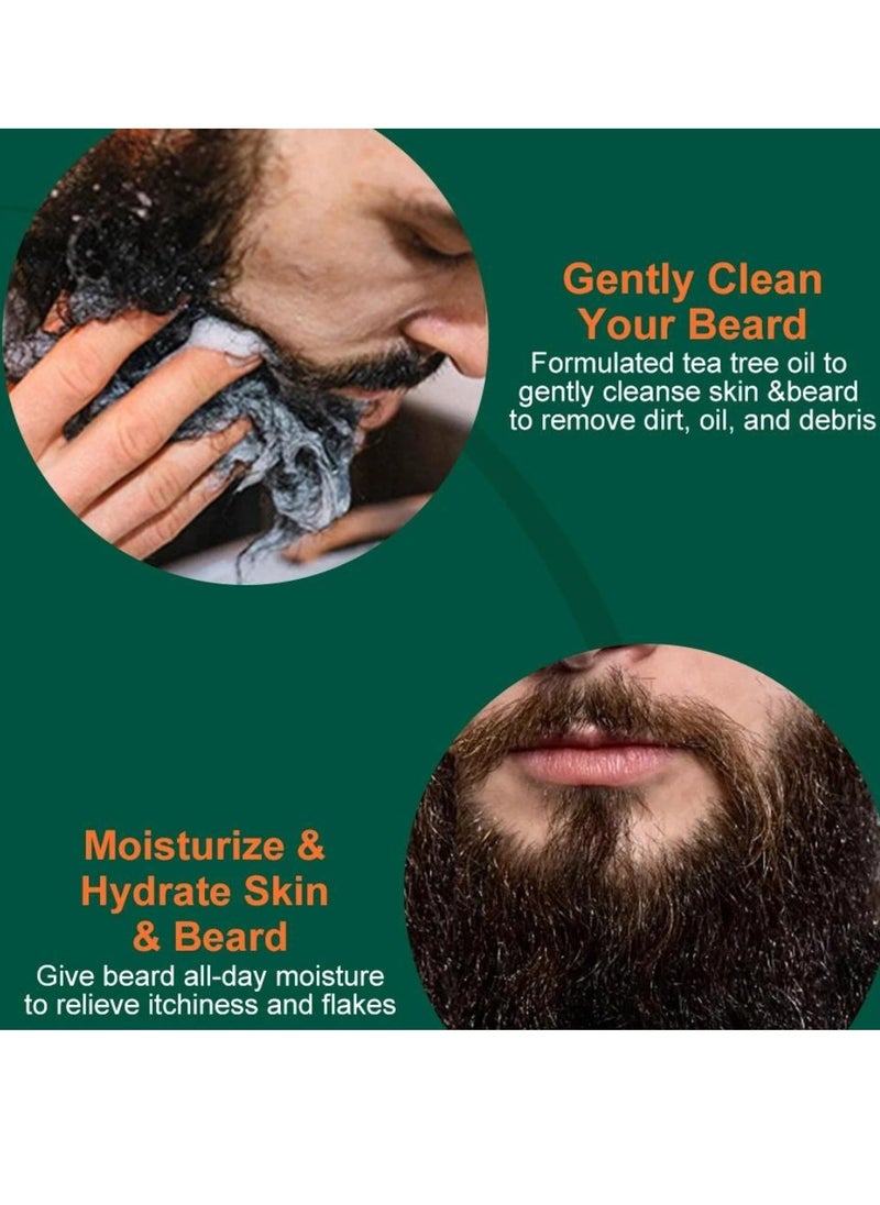 Sevich Tea Tree Beard Growth Pack Tea Tree Beard Growth Oil Beard Wash and Beard Balm for Daily Beard and Moustache Care Beard Growth Deep Cleaning and Beard Styling Combo Pack Beard Kit  - Image 2