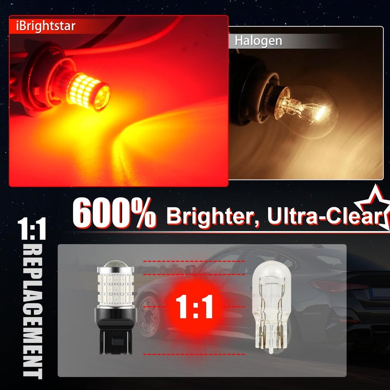 iBrightstar 7443 LED Bulb Red, 7440 LED Brake Light Bulbs Super Bright for Rear Brake Lights and Tail Lights, 2 Pack - Image 2