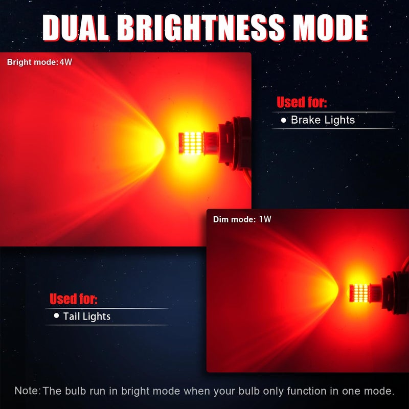 iBrightstar 7443 LED Bulb Red, 7440 LED Brake Light Bulbs Super Bright for Rear Brake Lights and Tail Lights, 2 Pack - Image 5