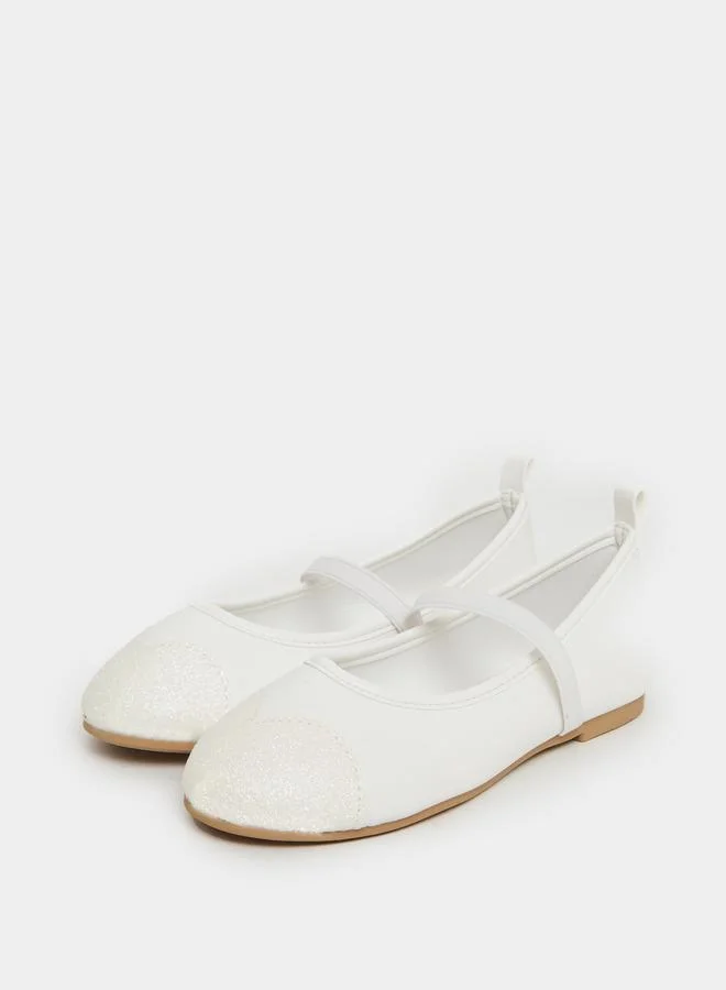 Styli Styli White Glitter Toe Ballerinas