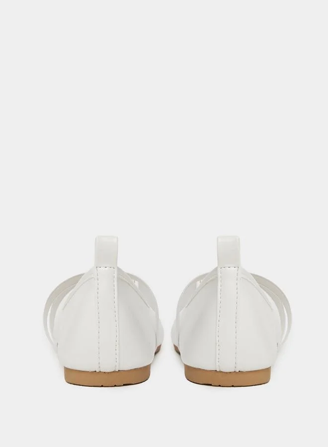 Styli Styli White Glitter Toe Ballerinas