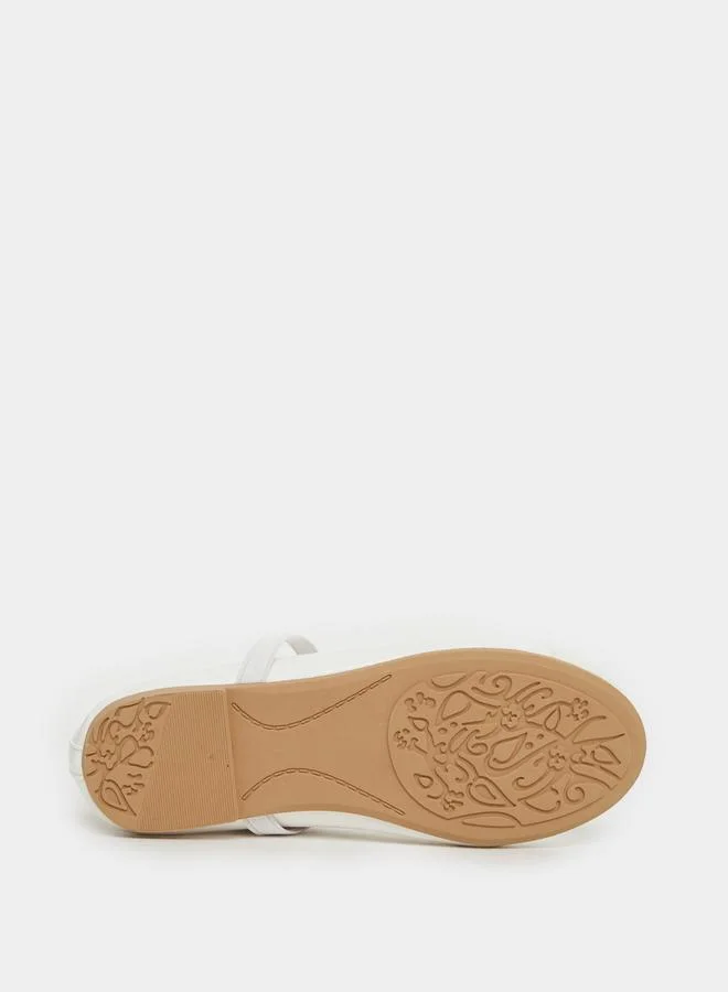 Styli Styli White Glitter Toe Ballerinas