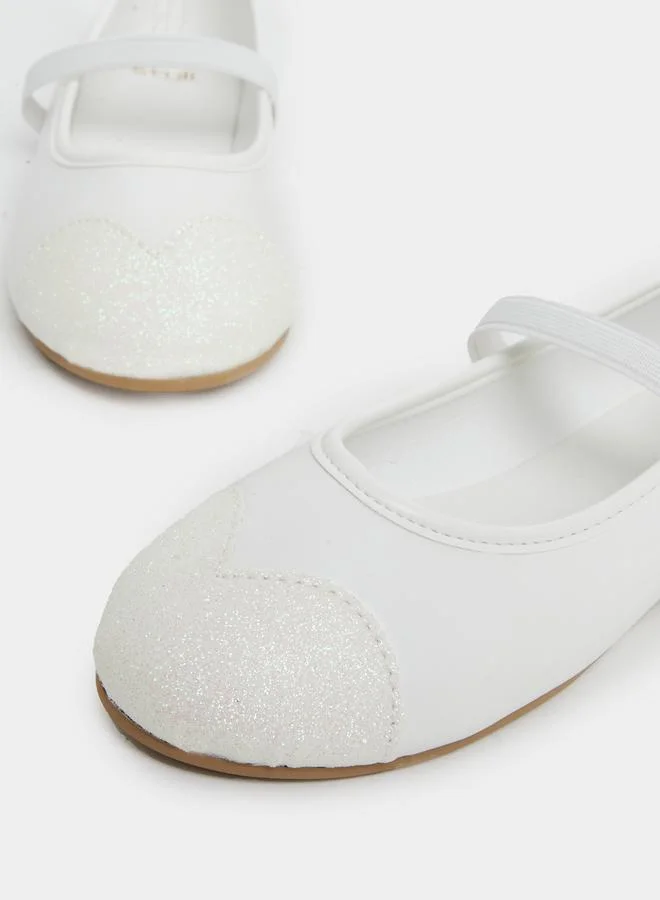 Styli Styli White Glitter Toe Ballerinas
