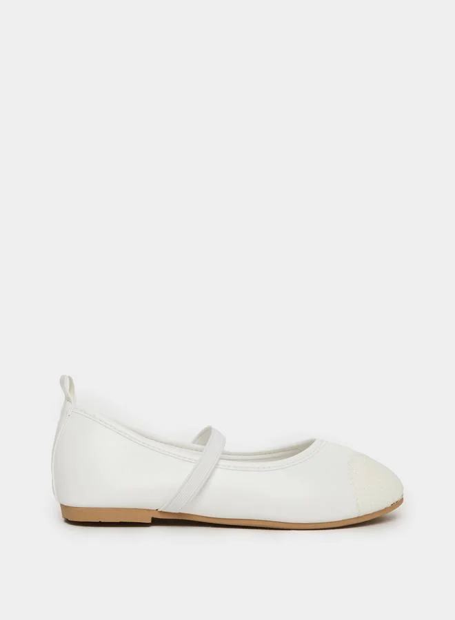 Styli Styli White Glitter Toe Ballerinas