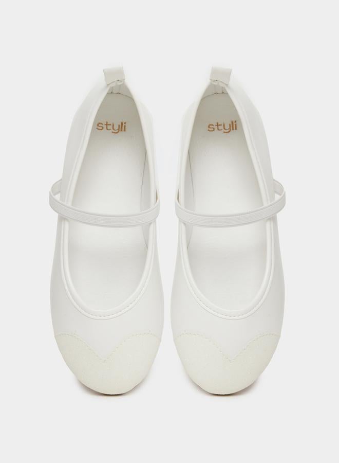 Styli White Glitter Toe Ballerinas - Image 5