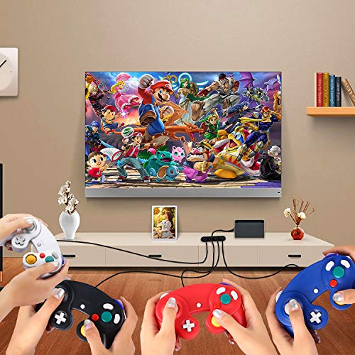 Railay حزمة وحدة تحكم لعبة مكعب 4 عبوات مع 4 كابلات تمديد ومحولات 4 منافذ لجهاز سويتش PC Wii U - Image 3