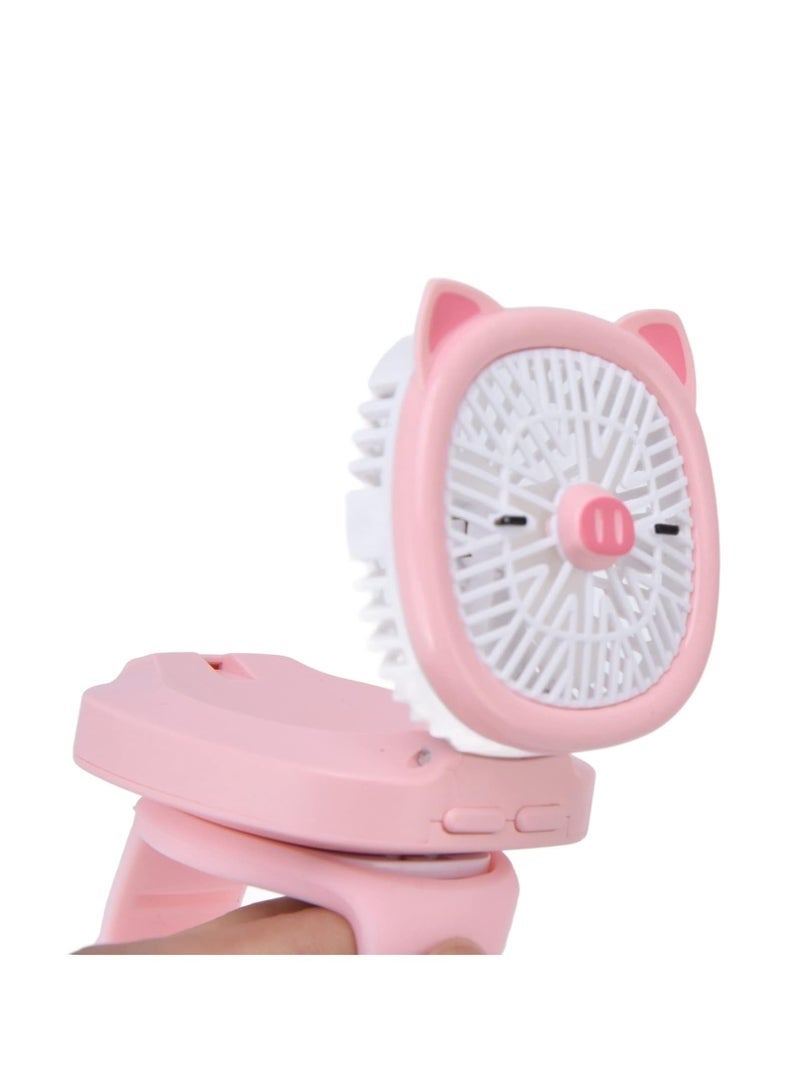 Mini Fan Clock, Cartoon Wrist Fan Colorful LED Lights Convenient USB Charging Multi-angle Adjustment for Summe - Image 4