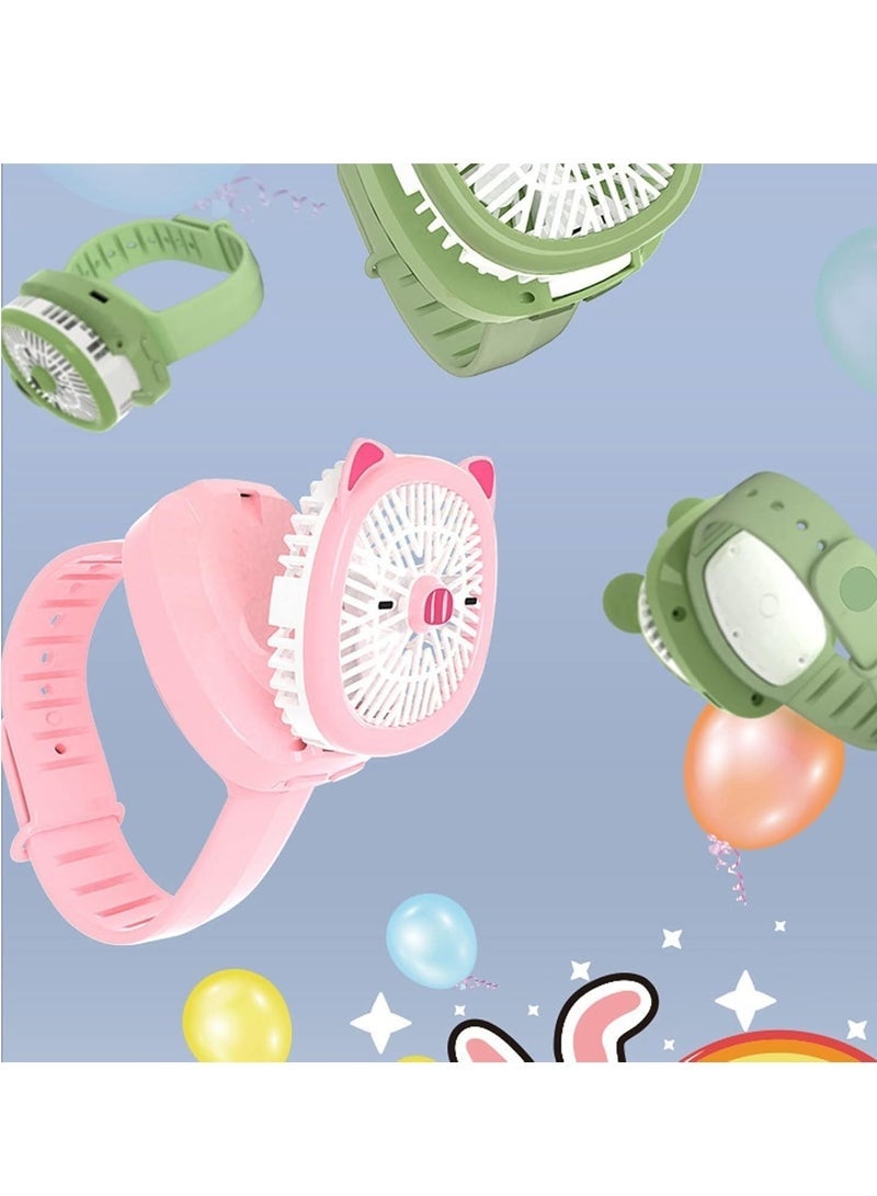 Mini Fan Clock, Cartoon Wrist Fan Colorful LED Lights Convenient USB Charging Multi-angle Adjustment for Summe - Image 5