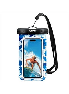 JOTO Universal Waterproof Phone Pouch Cellphone Dry Bag Case Cruise Beach Essentials for iPhone 15 14 13 12 11 Pro Max 8 7, Galaxy S23 S22 S21, Pixel up to 7" -CamoBlue  - Image 1