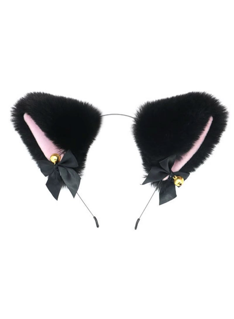 Women Girl Plush Furry Cat Ears Headband Fox Ears Bells Headwear for Cosplay Party Costume Accessories - Image 1