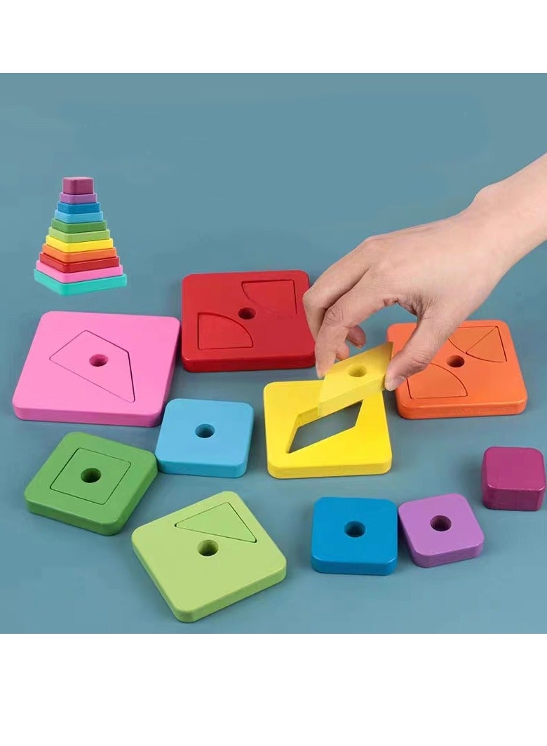 Factory Price برج مربع ملون خشبي - Image 2