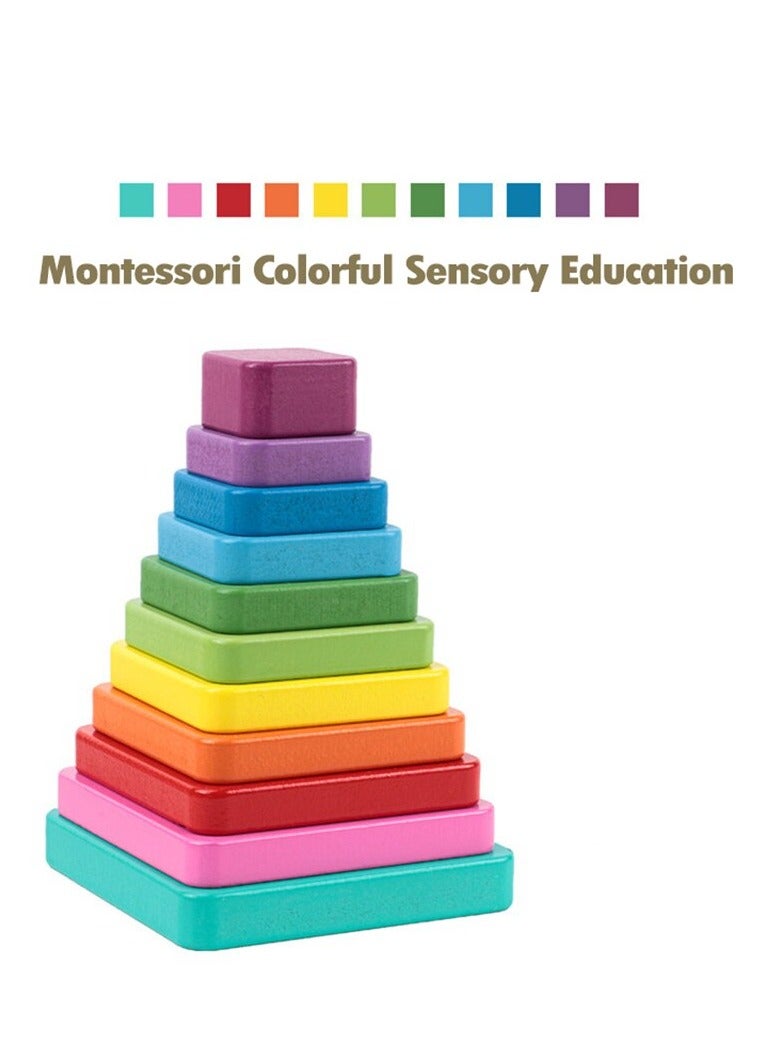 Factory Price برج مربع ملون خشبي - Image 3