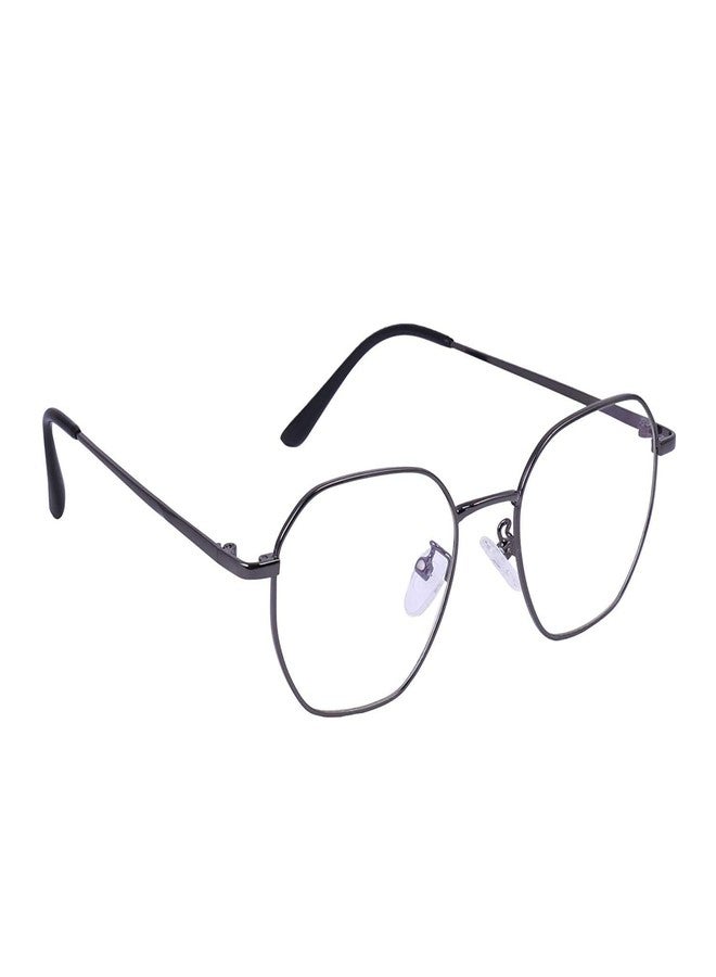 Roshfort Unisex Spectacles Frame Hexagon Size Stander Premium Blue Cut Zero Power Navigator with Anti-glare for Eye Protection from UV by Computer Tablet Laptop Mobile (B-4, Black) - Image 3