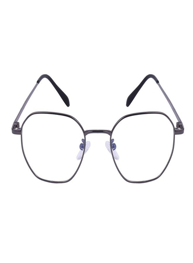 Roshfort Unisex Spectacles Frame Hexagon Size Stander Premium Blue Cut Zero Power Navigator with Anti-glare for Eye Protection from UV by Computer Tablet Laptop Mobile (B-4, Black) - Image 2