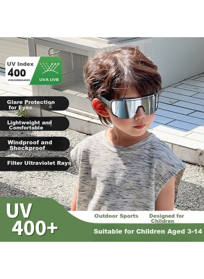 Boshide Children'S Cycling Sunglasses Uv Protection Mountain Climbing Goggles Outdoor Sports Black Frame White Mercury (Children'S Style) - Image 2