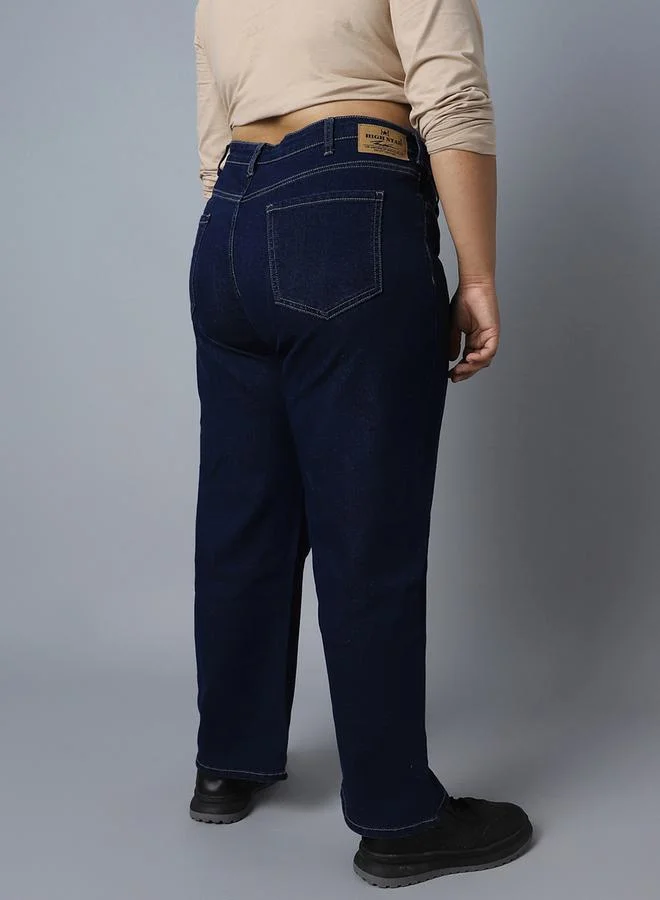هاي ستار Plus High Rise Jeans with Button Closure by Styli