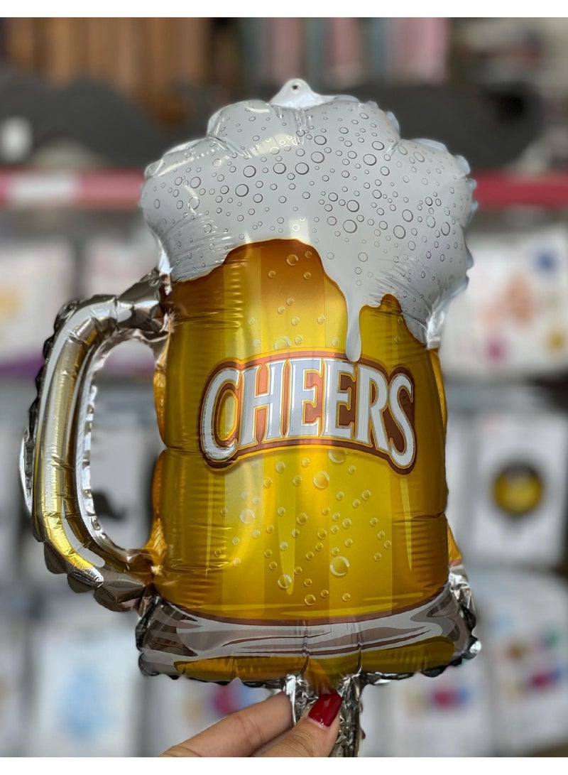 Party Time 5-Pieces Happy Birthday Foil Balloon Set with Cheers Beer Mug Foil Balloon and Gold Star Balloon For Birthday Party Balloon Decoration - Party Supplies - Image 1